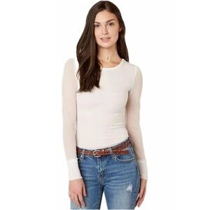 Free People Intimately FP Turn It Up Sheer White Long Sleeve Ruffled Wrist Top